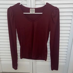 SMALL OneStepUp Long Sleeve Burgundy Blouse